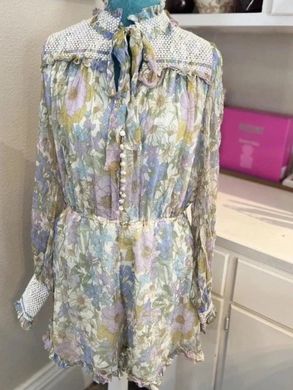 ZIMMERMANN pastel Floral Playsuit size: 6-8 M-L